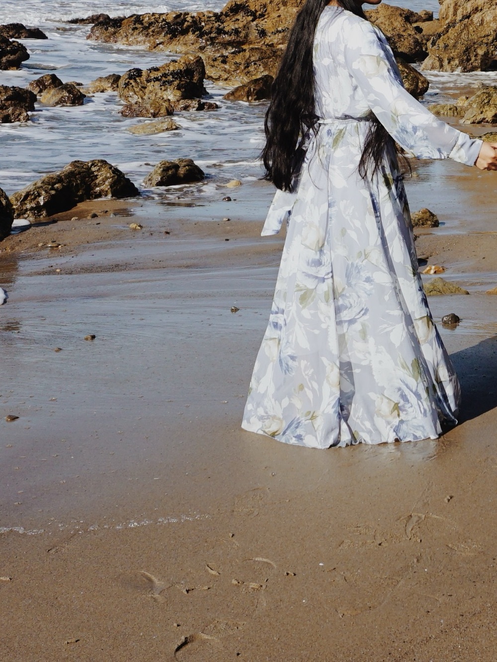 Roolee Blue and White Floral Maxi Dress